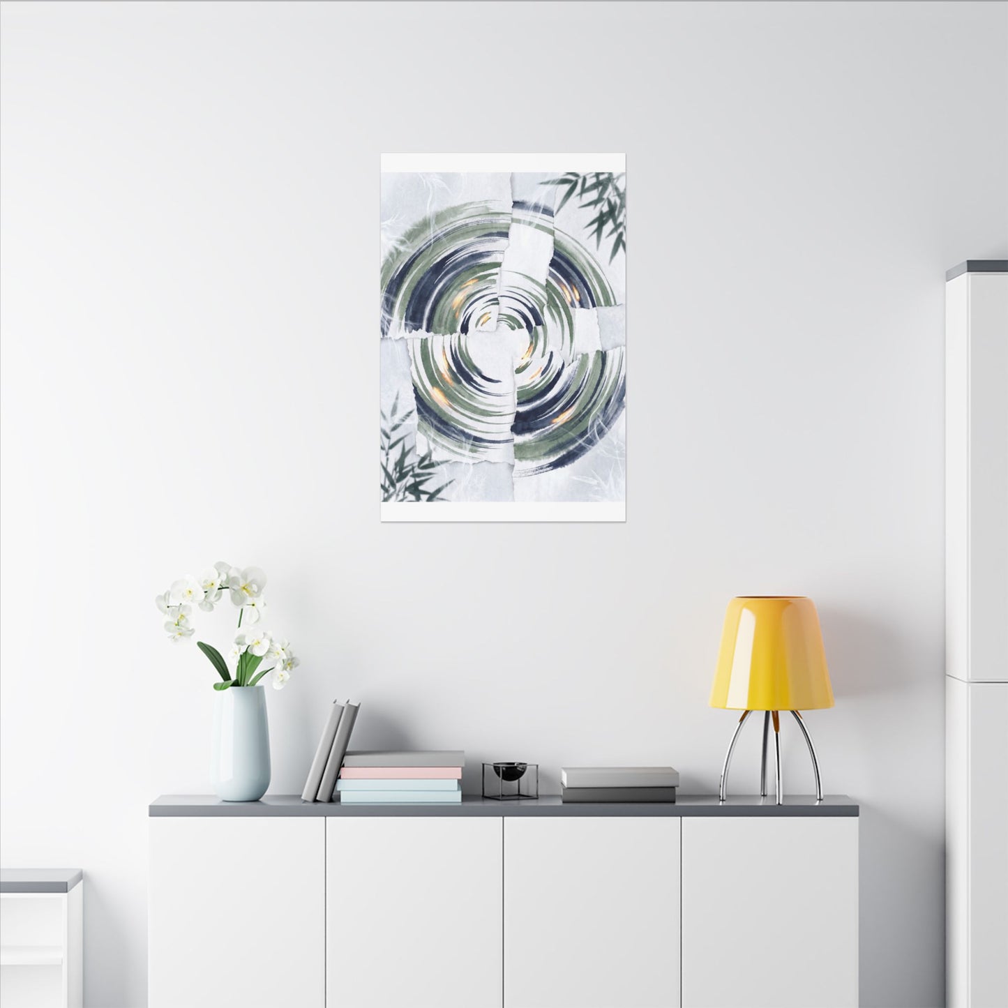 Winter Water Ripple Sumi E Canvas Art | Peaceful Decor