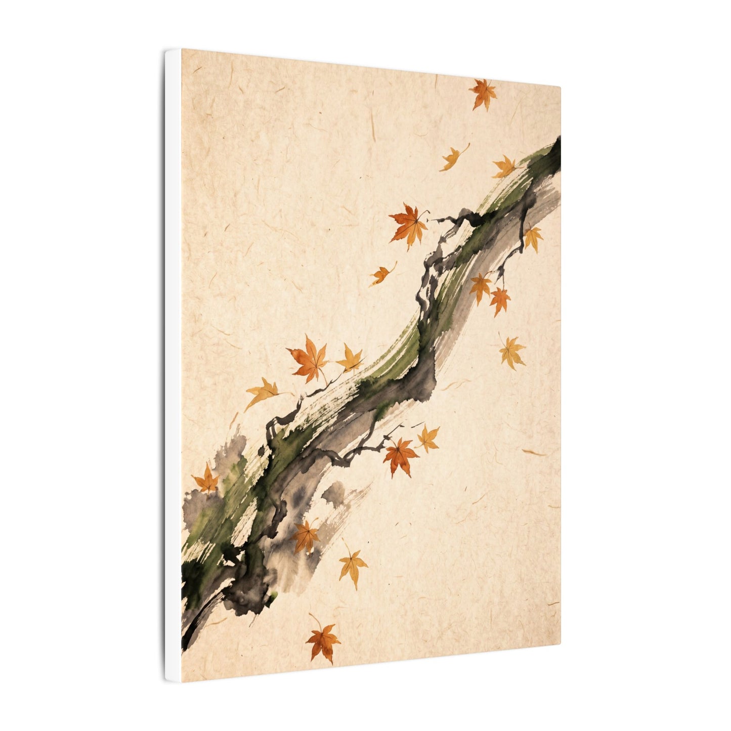 Ink Brushstroke Autumn Canvas Art | Zen Calm Design