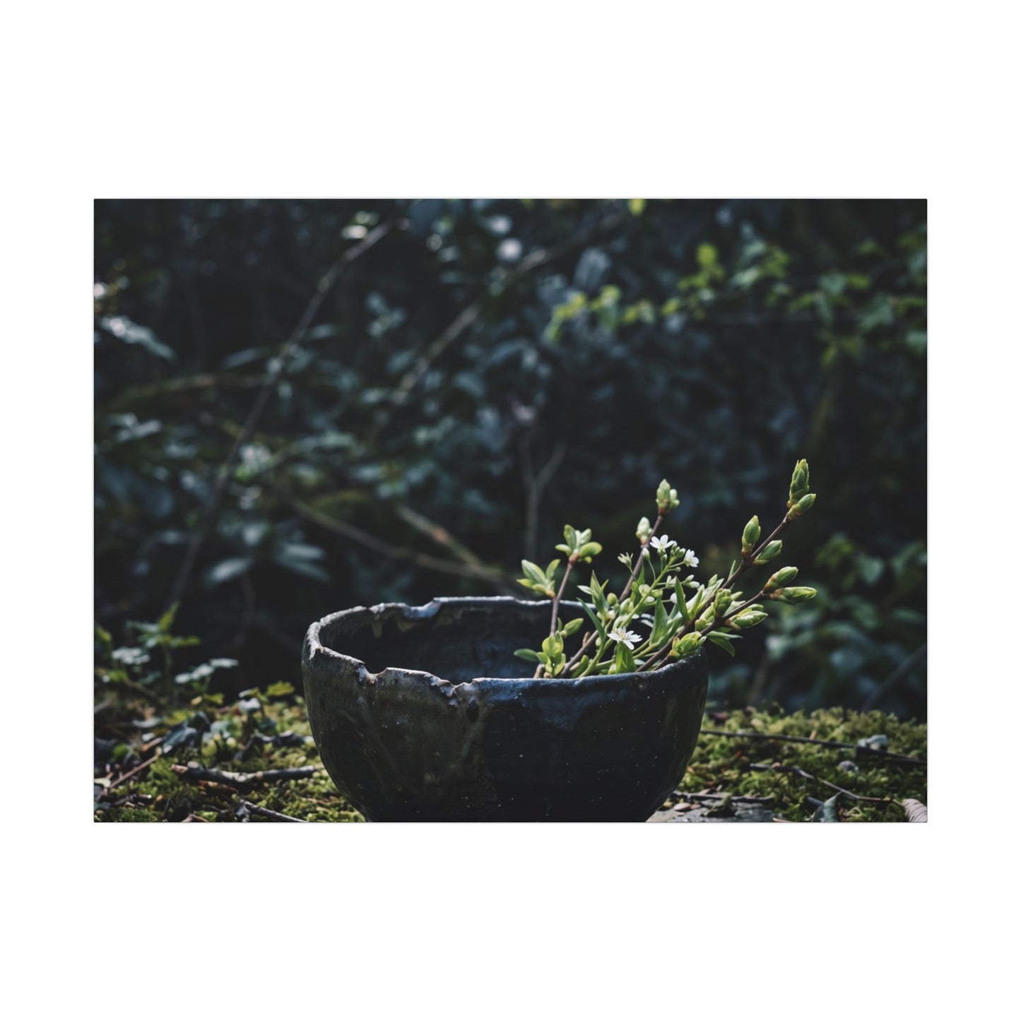 Dappled Ceramic Bowl Canvas Art - Dark Japandi Datsuzoku