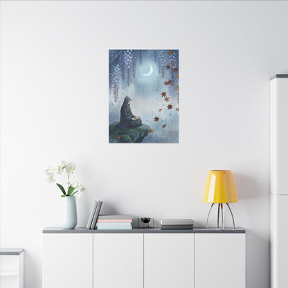Zen Wisteria in Moonlight | Ukiyo E Inspired Canvas Art