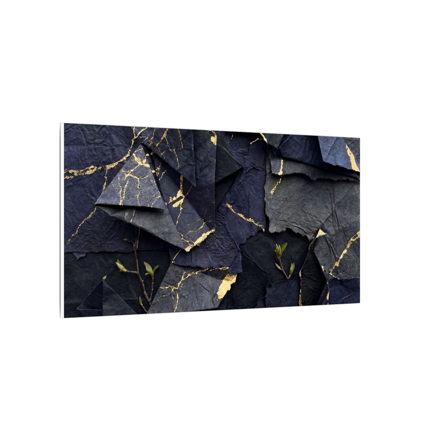 Beautiful Paper Fold Canvas Art - Crackle Gold Kintsugi