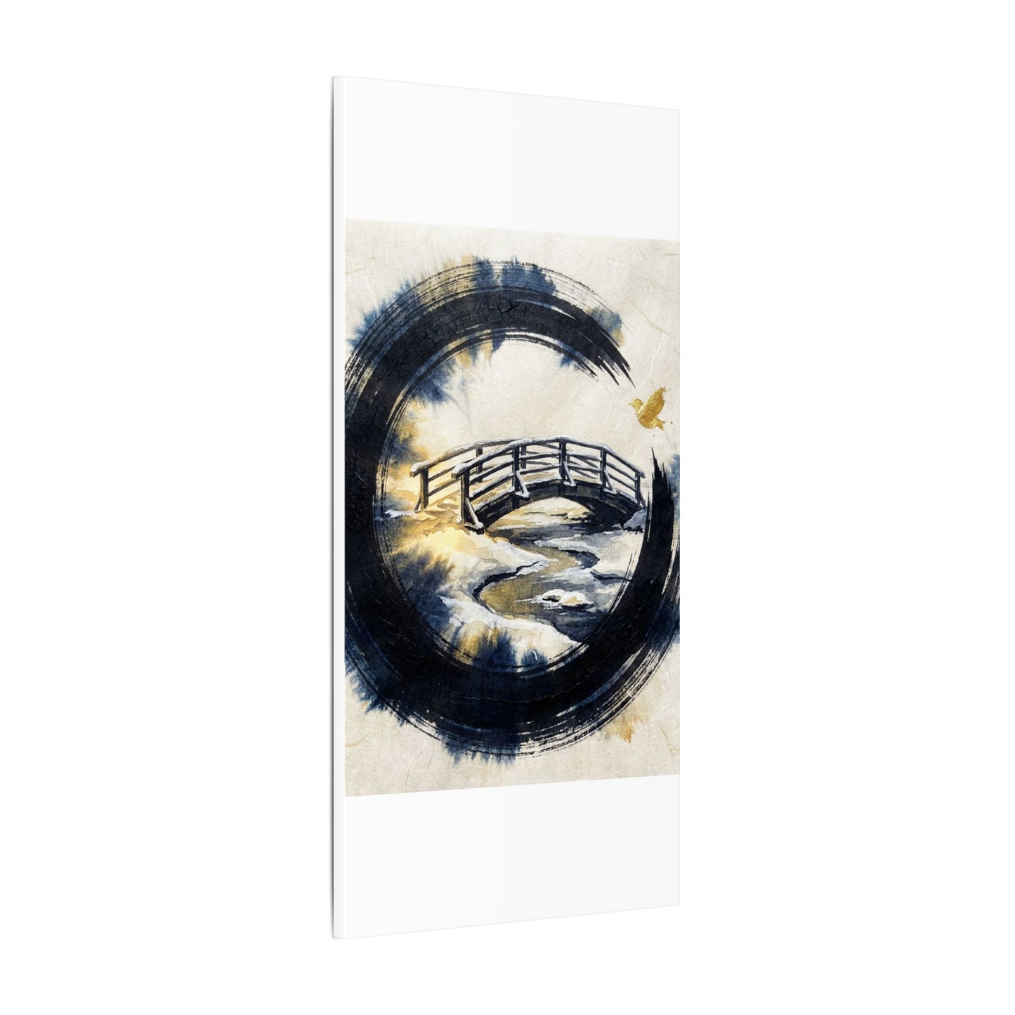 Autumn Ink Brushstroke Karesansui Canvas Art | Peaceful Decor