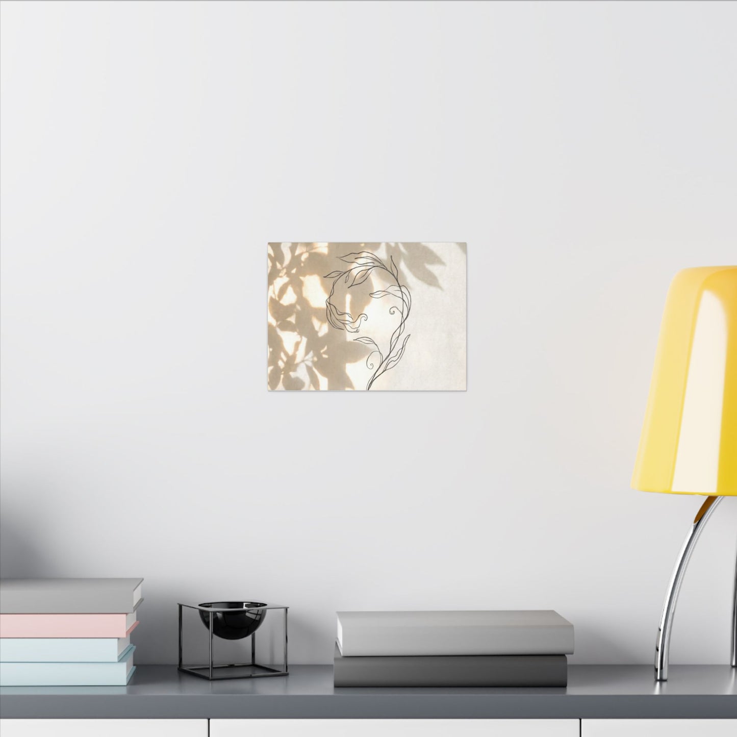 Warm Shoji Screen Canvas Art - Minimal Line Japandi