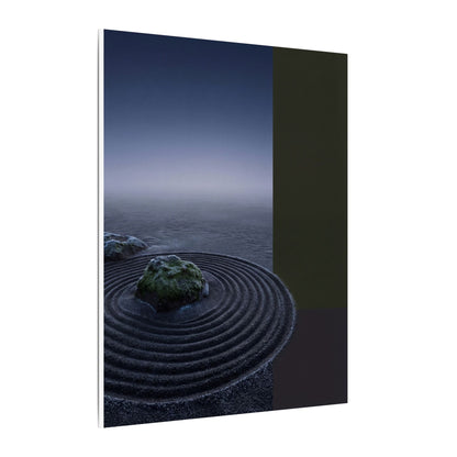 Ma Rock Garden Canvas Art - Dark Japandi Moody Minimal