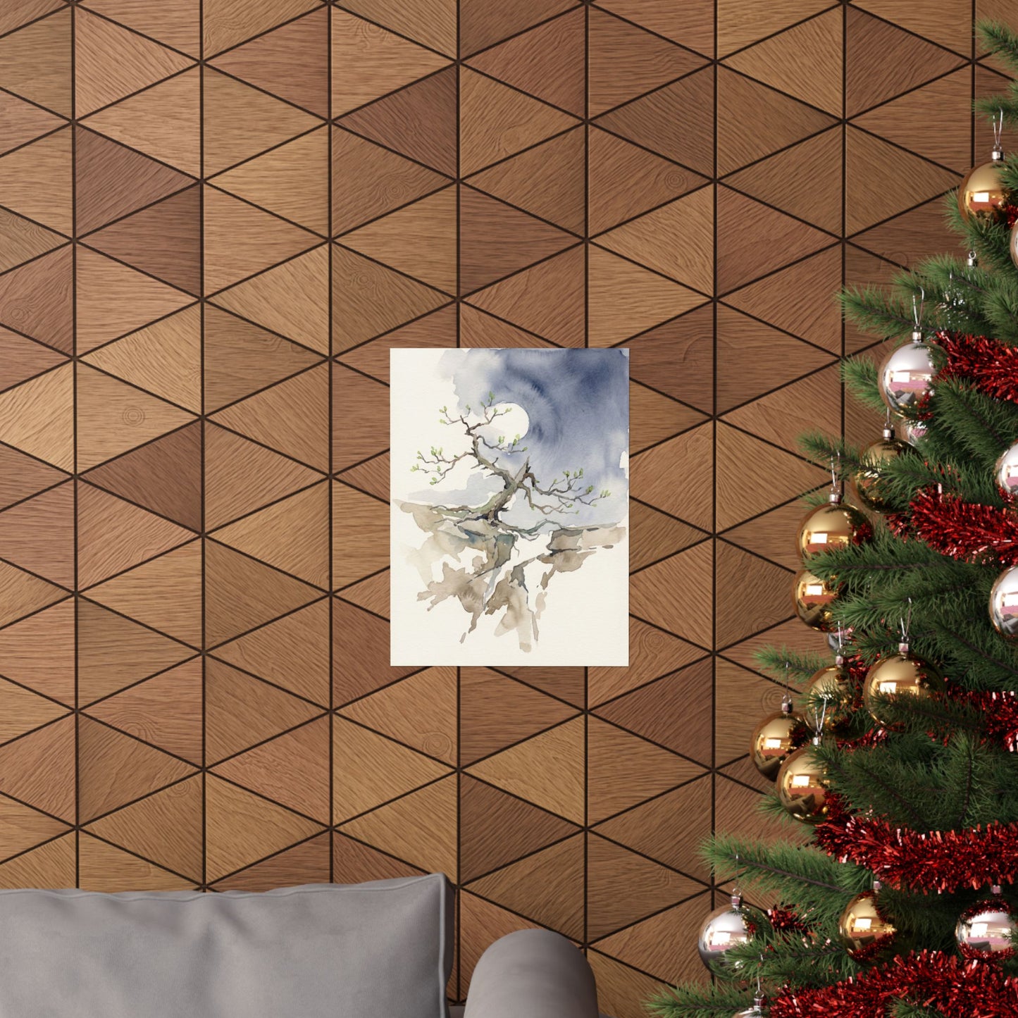 Pine Tree Spring Wall Art Print | Japandi Elegant Design