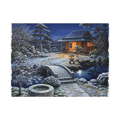 Moonlit Garden Winter Canvas Art | Kintsugi Artful Design