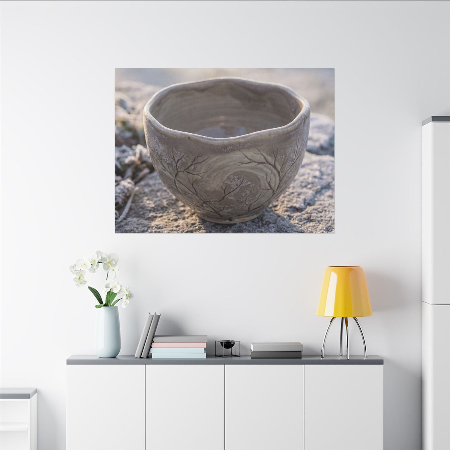 Seijaku Ceramic Bowl Canvas Art - Japandi Japanese Pattern