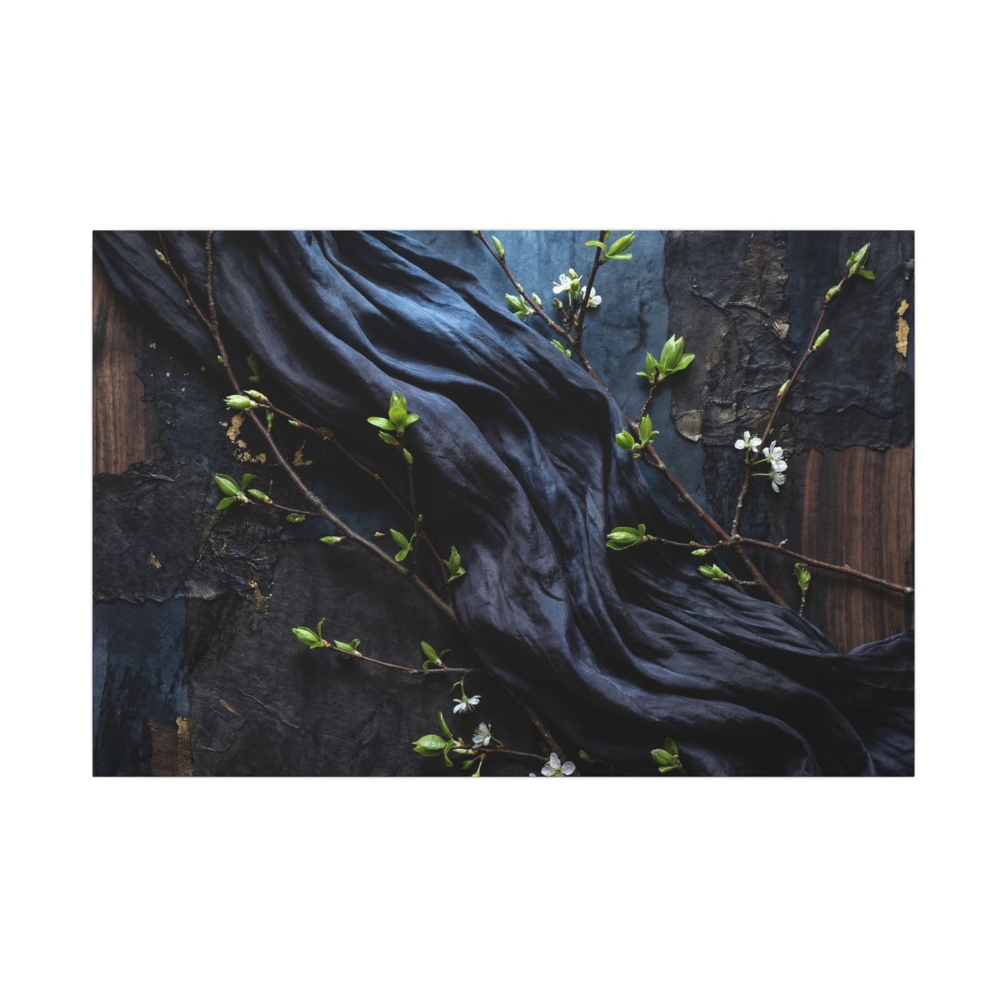 Spring Silk Drape Dark Texture Canvas Art | Atmospheric Decor Art Print