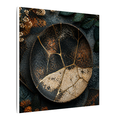 Kintsugi Rust Patina in Dawn | Gold Repair Canvas Art