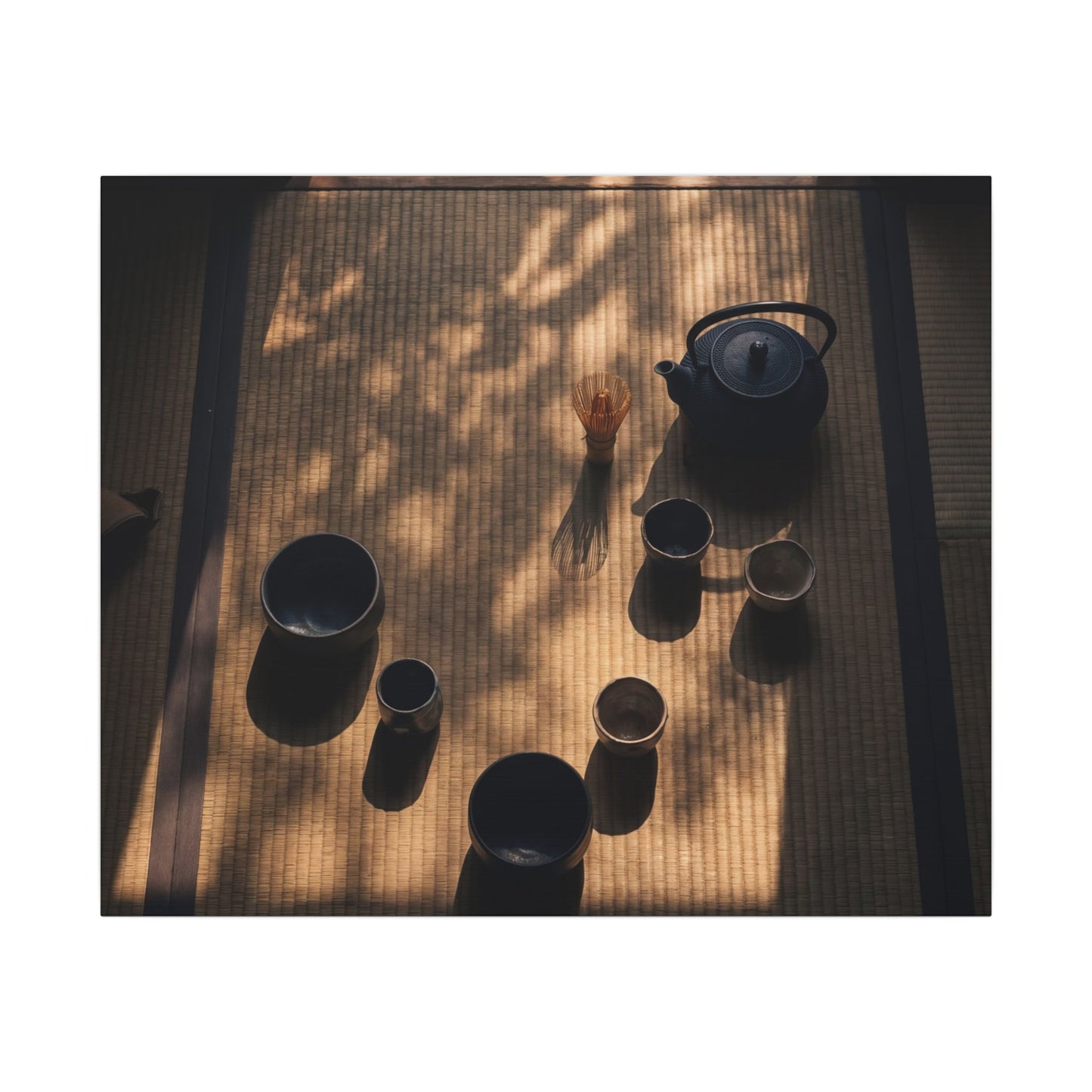 Shibui Tea Ceremony Canvas Art - Dark Japandi Shadow Zen