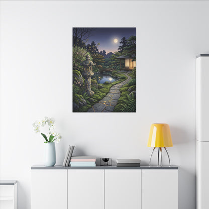 Spring Moonlit Garden Gold Vein Canvas Art | Resilient Decor