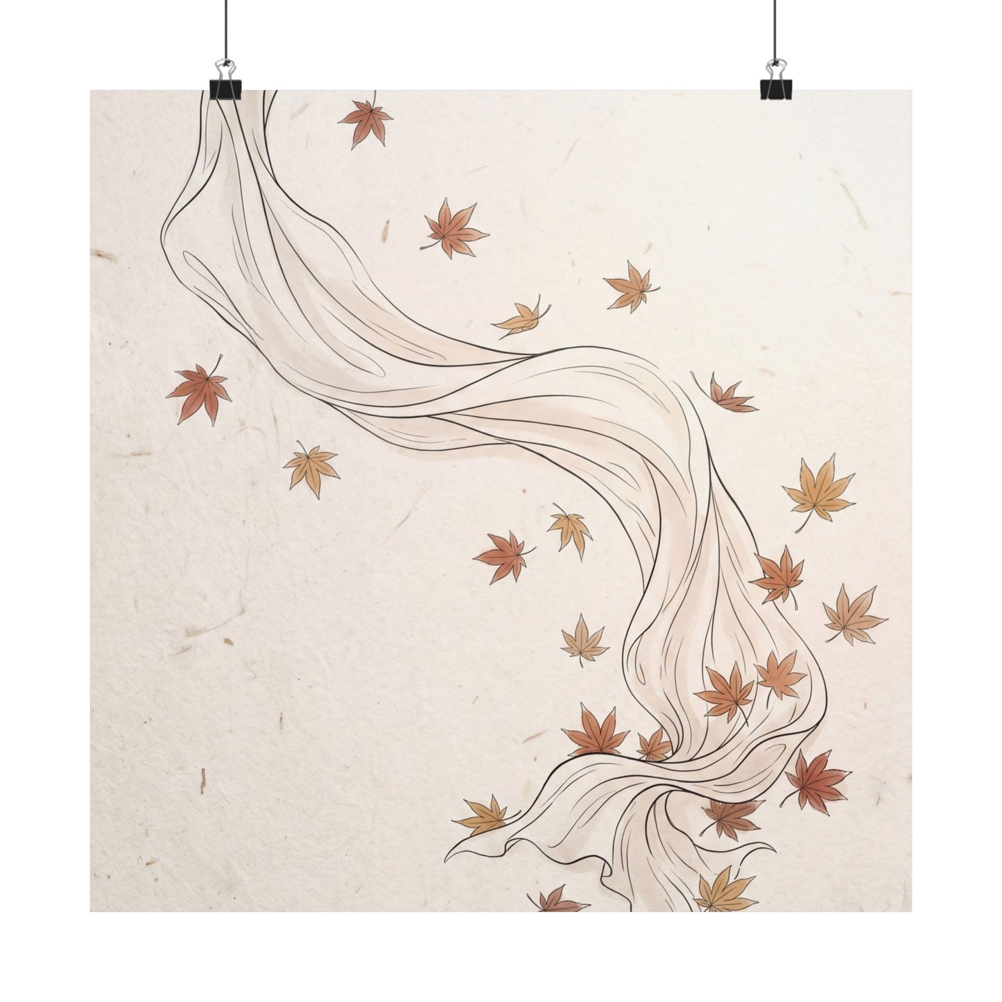 Silk Drape Minimal Line Wall Art Print | Elegant Japandi Art