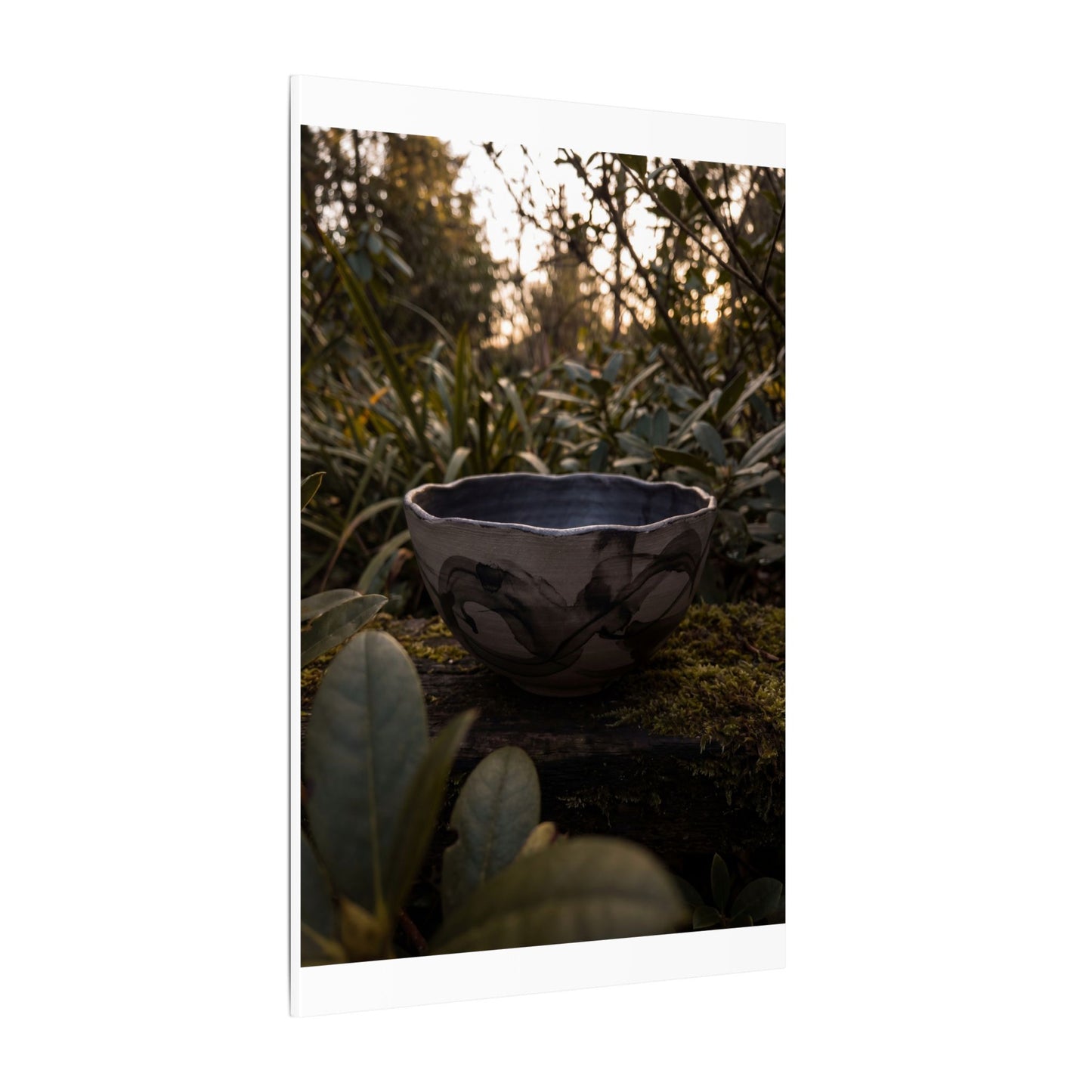 Ceramic Bowl Canvas Art | Summer Dark Japandi Charcoal Ink Art