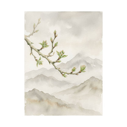 Overcast Mountain Mist Wall Art Print - Japandi Mono No Aware