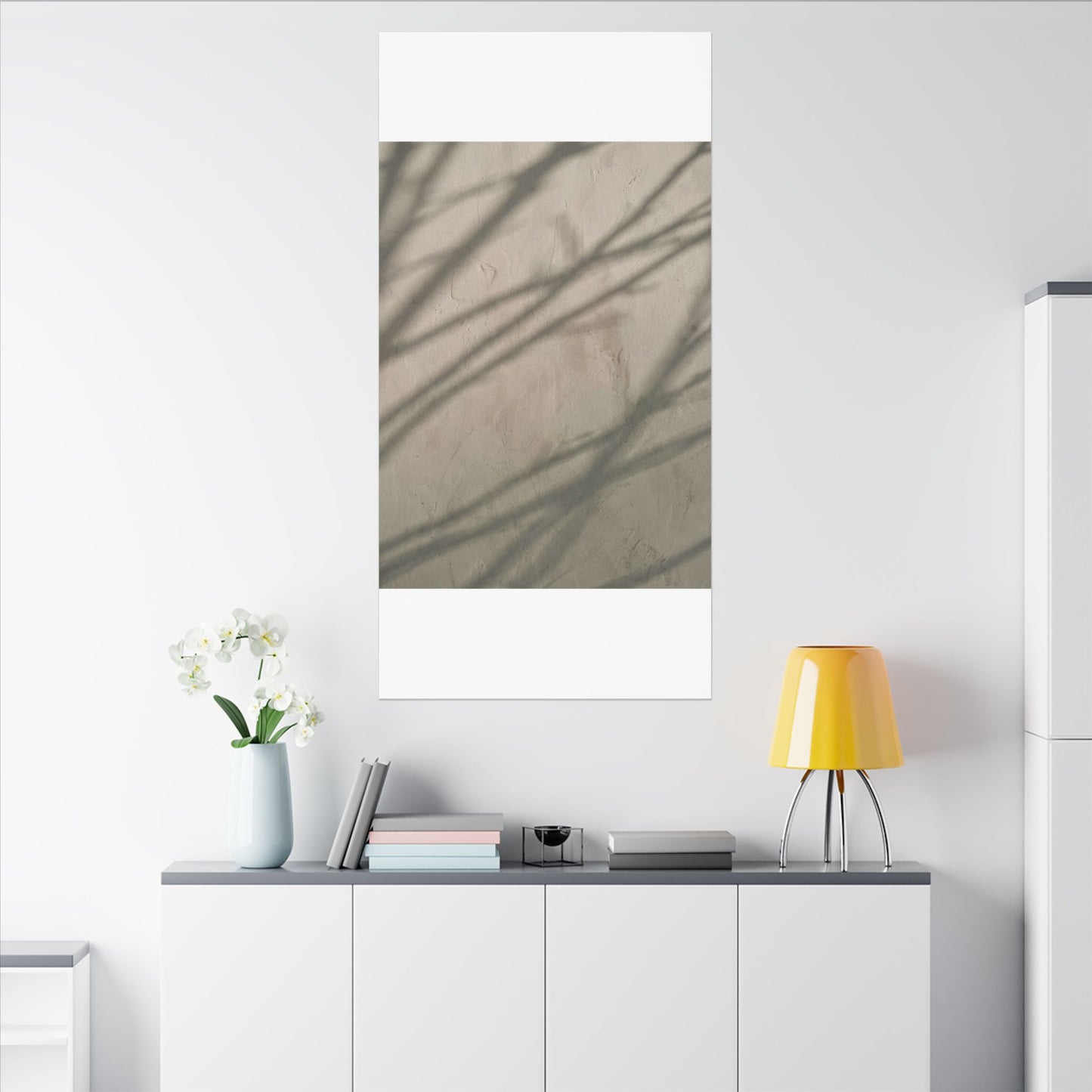 Shadow Play Japanese Pattern Canvas Art | Warm Japandi Art
