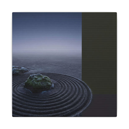 Ma Rock Garden Canvas Art - Dark Japandi Moody Minimal