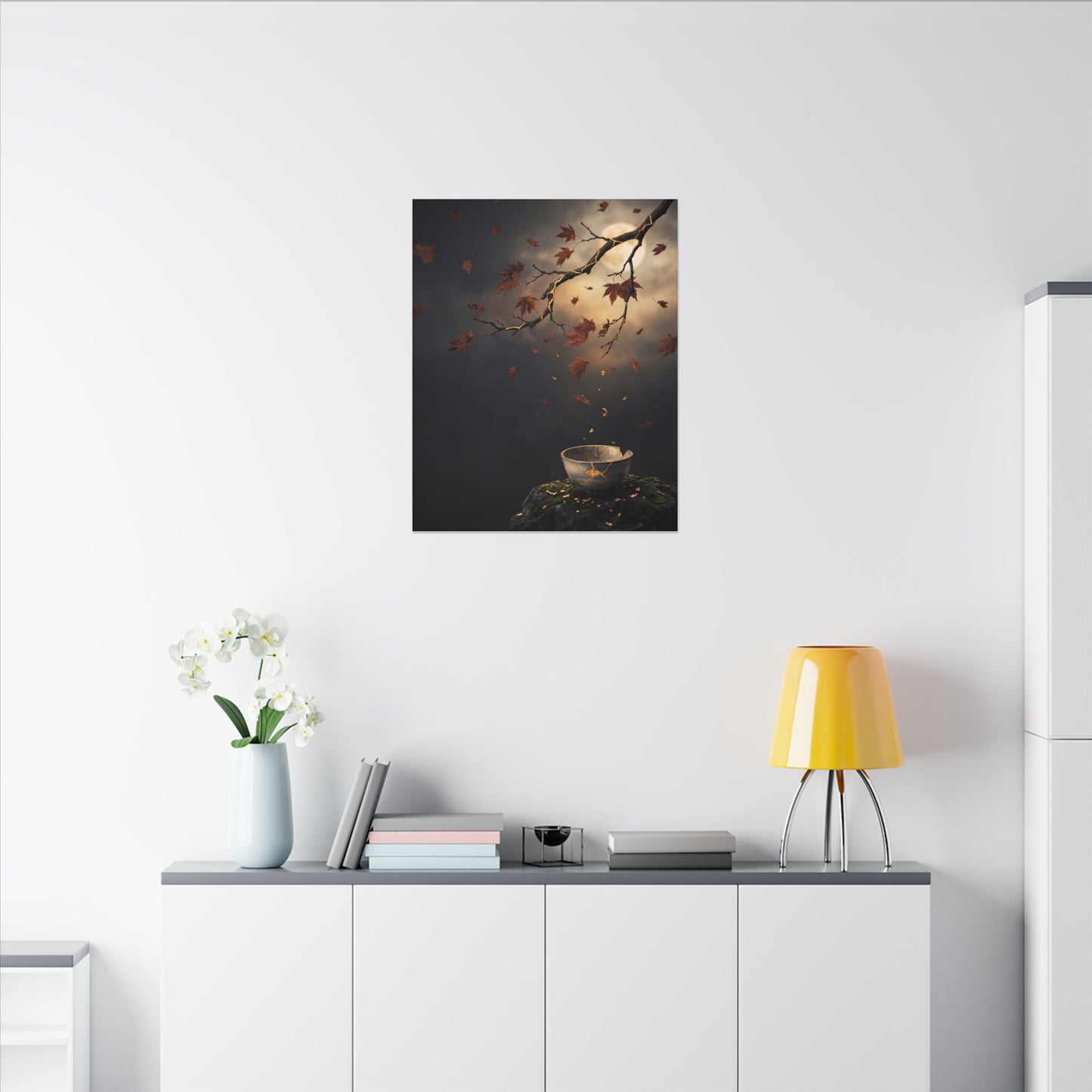 Moonlit Garden Gold Repair Canvas Art | Beautiful Kintsugi Art