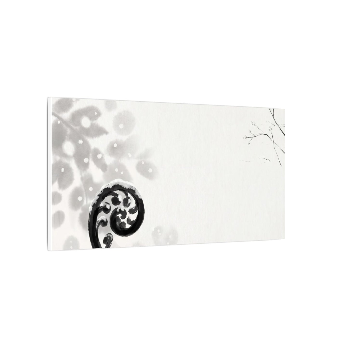Winter Fern Unfurling Ukiyo E Inspired Canvas Art | Peaceful Decor