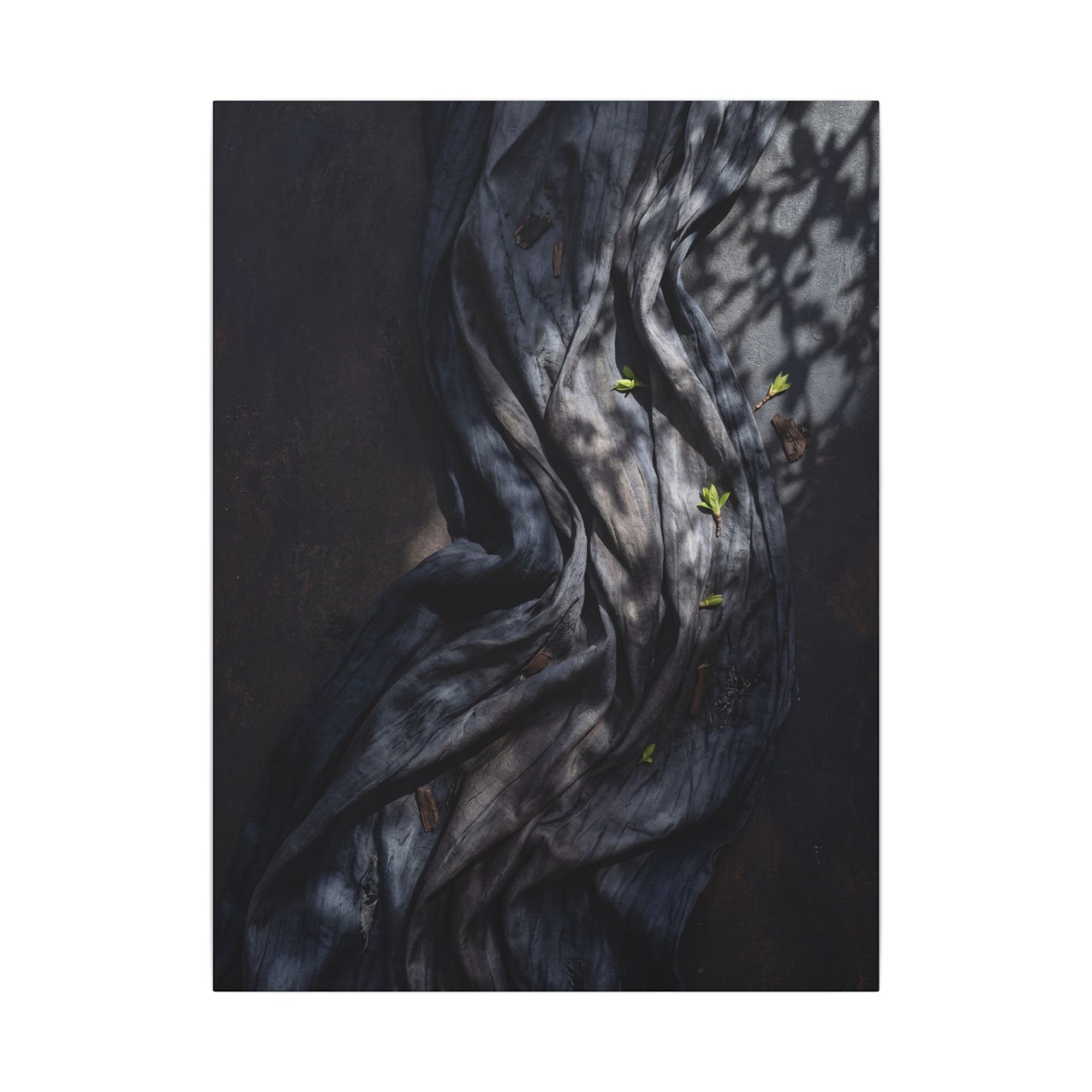 Seijaku Silk Drape Canvas Art - Dark Japandi Dark Texture