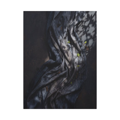 Seijaku Silk Drape Canvas Art - Dark Japandi Dark Texture
