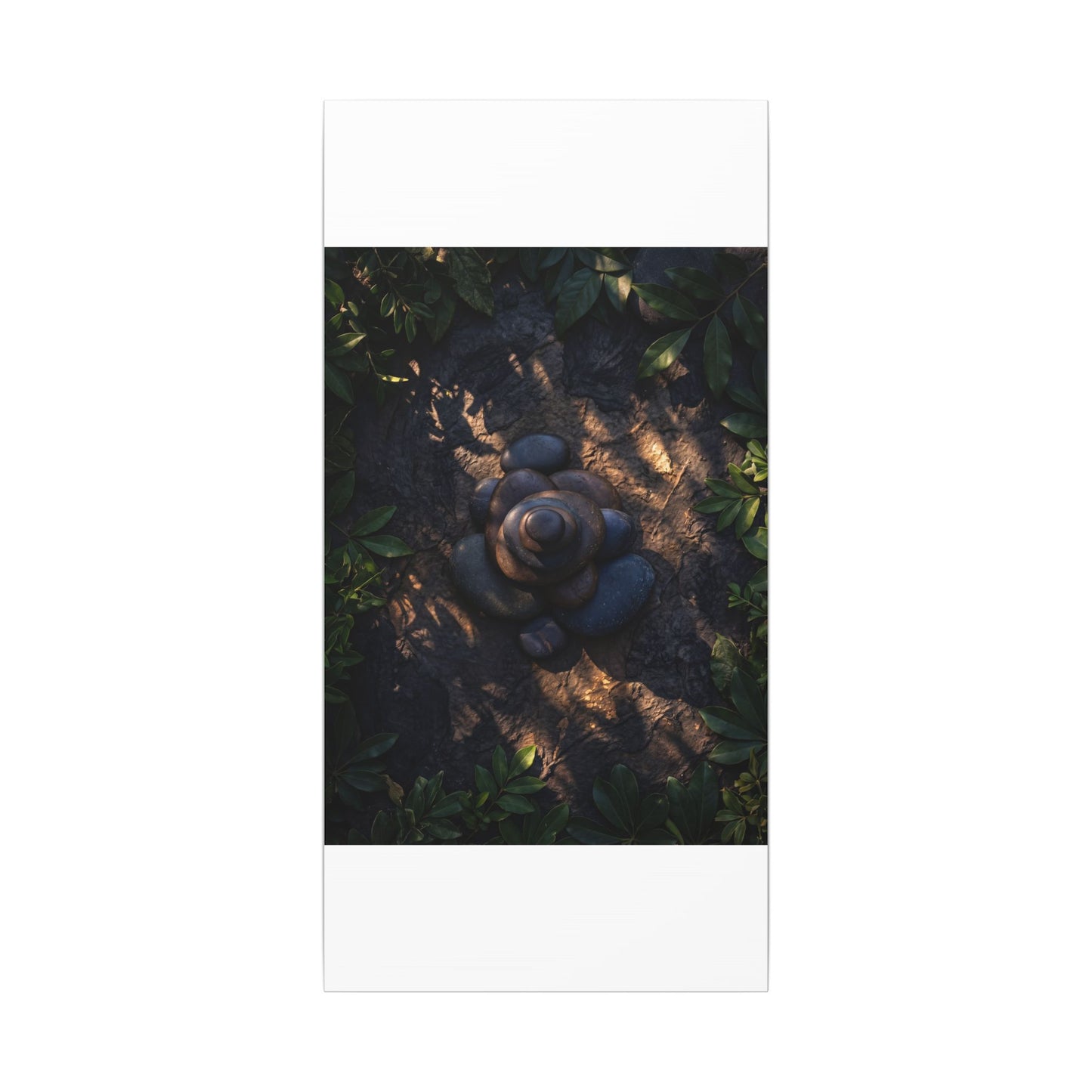 Ma River Stones Canvas Art - Dark Japandi Dark Texture