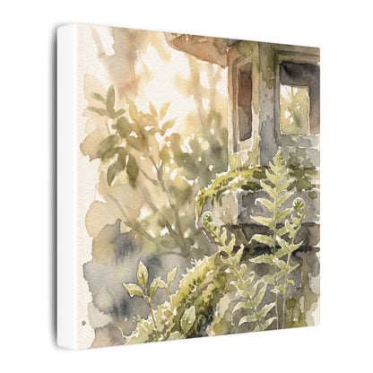 Earthy Stone Lantern Canvas Art - Watercolor Japandi