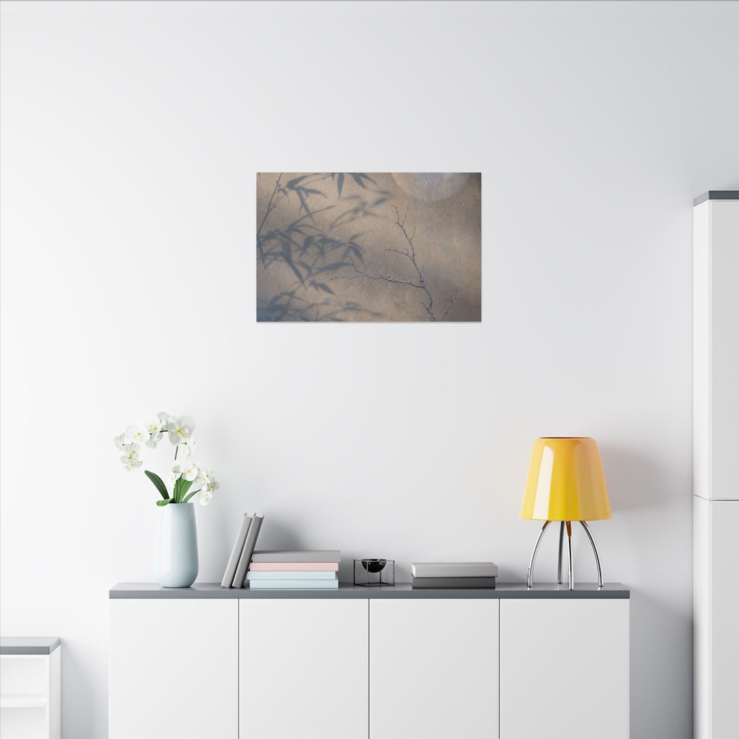 Shadow Play Canvas Art | Winter Japandi Japanese Pattern Art