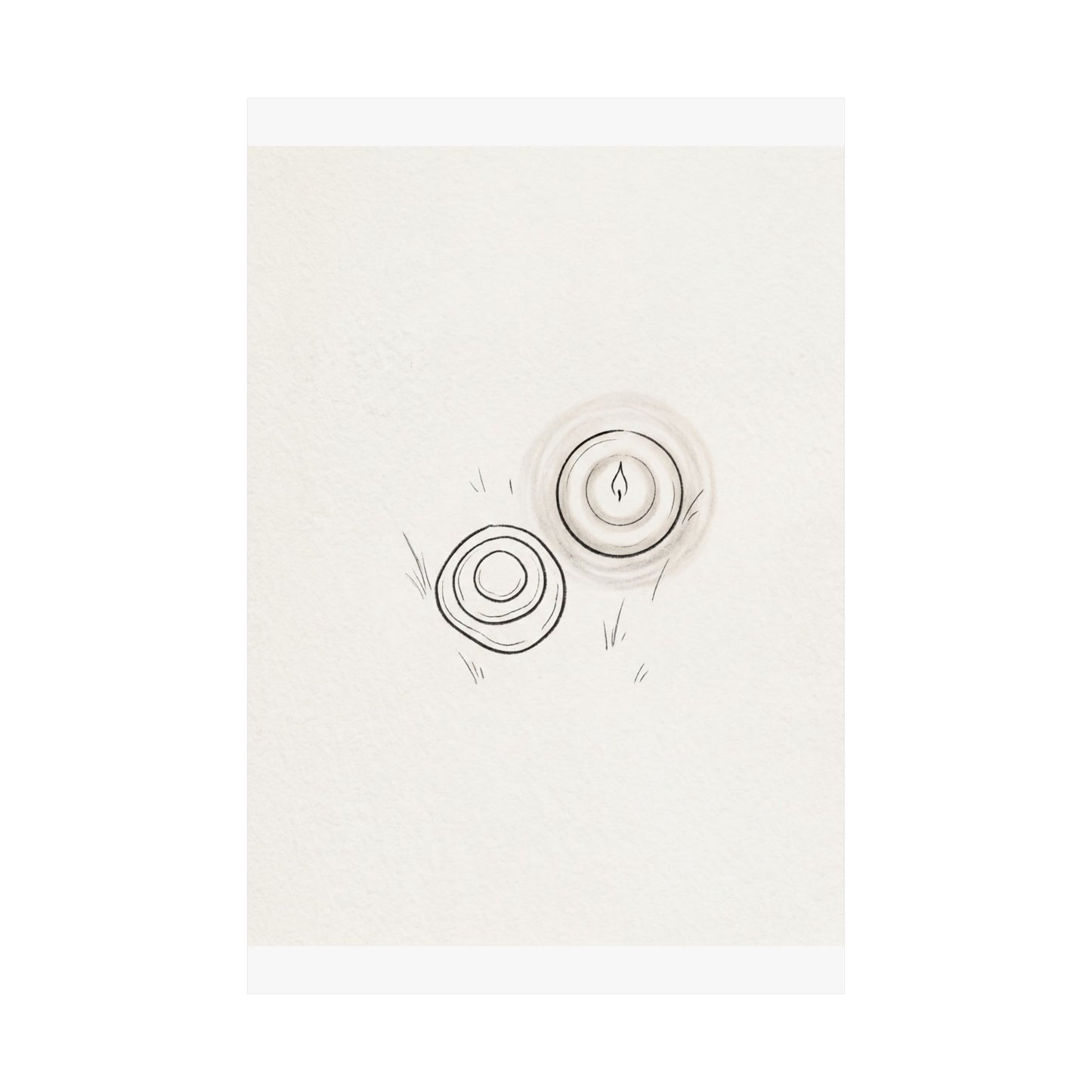 River Stones Minimal Line Wall Art Print | Neutral Japandi Art