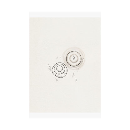 River Stones Minimal Line Wall Art Print | Neutral Japandi Art