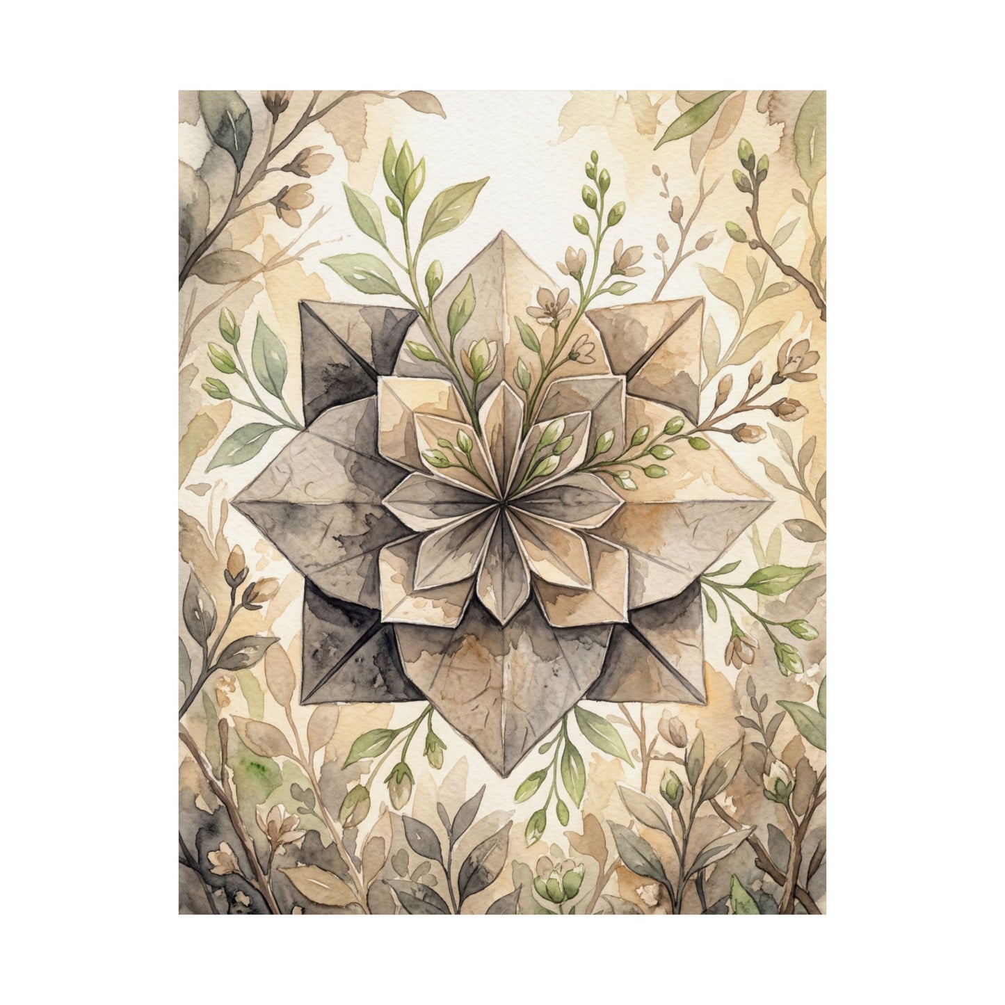 Golden Hour Paper Fold Wall Art Print - Japandi Mono No Aware