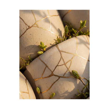 Artful Broken Pottery Wall Art Print - Gold Vein Kintsugi