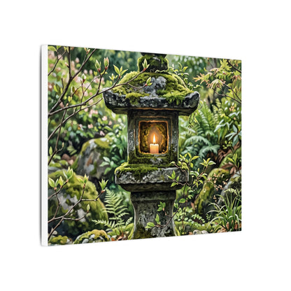 Neutral Stone Lantern Canvas Art - Japanese Pattern Japandi