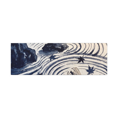 Zen Rock Garden in Golden Hour | Sumi E Canvas Art