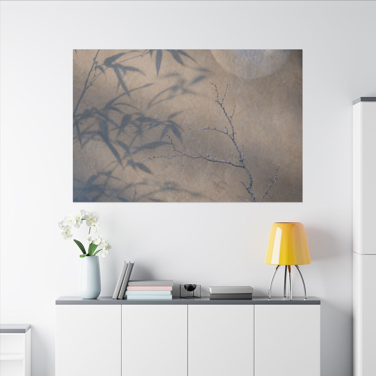 Shadow Play Canvas Art | Winter Japandi Japanese Pattern Art