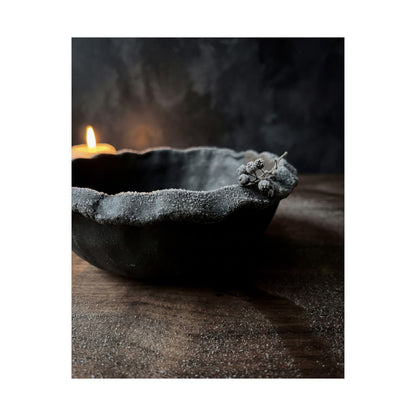 Luxurious Ceramic Bowl Wall Art Print - Shadow Zen Dark Japandi