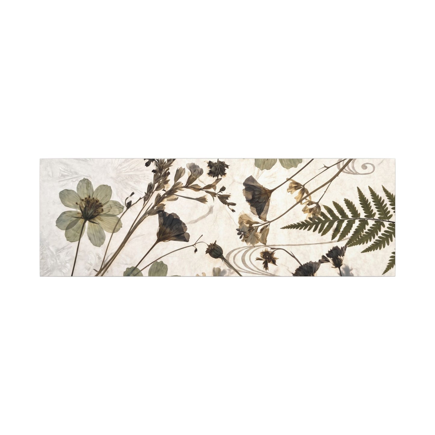 Japandi Dried Flowers in Golden Hour | Japanese Pattern Canvas Art