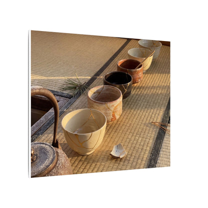 Kintsugi Tea Ceremony in Golden Hour | Gold Repair Canvas Art