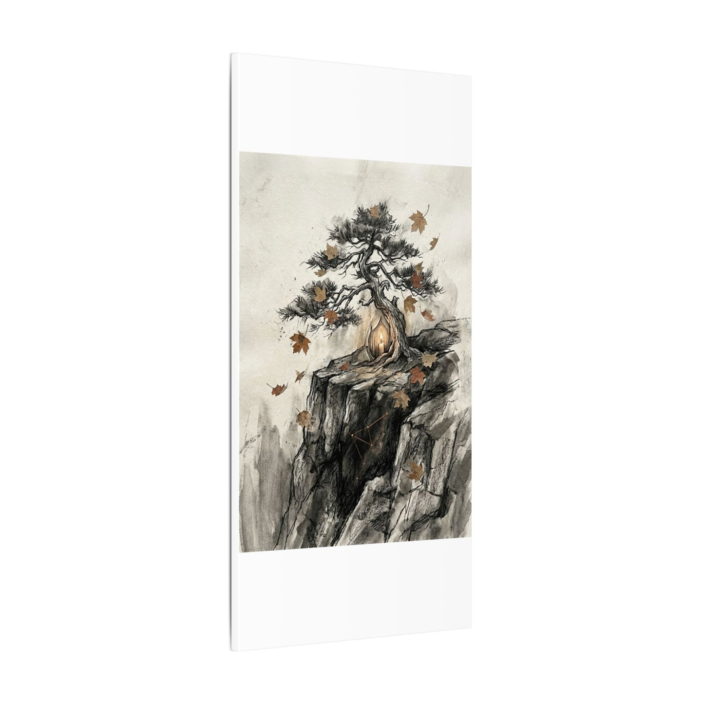 Pine Tree Autumn Canvas Art | Japandi Earthy Design