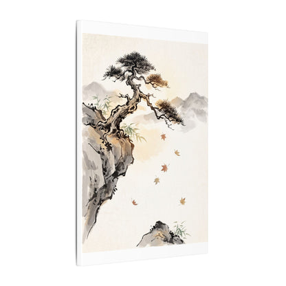 Peaceful Pine Tree Canvas Art - Sumi E Zen
