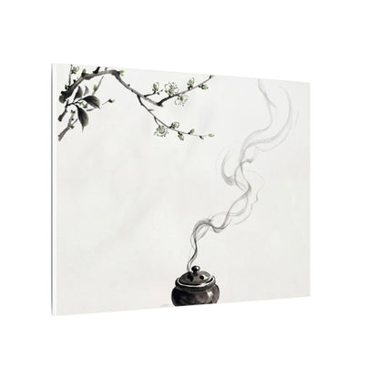 Calm Incense Smoke Canvas Art - Sumi E Zen