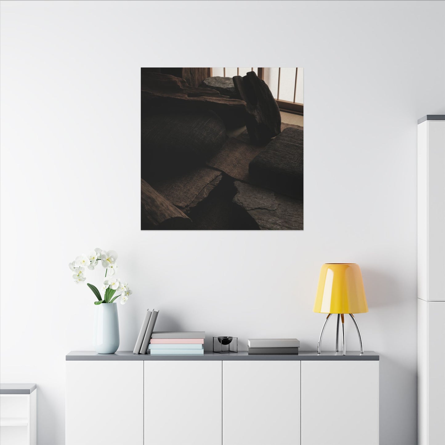Dark Japandi Shadow Zen Canvas Art