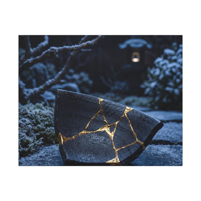 Moonlit Garden Winter Canvas Art | Kintsugi Artful Design