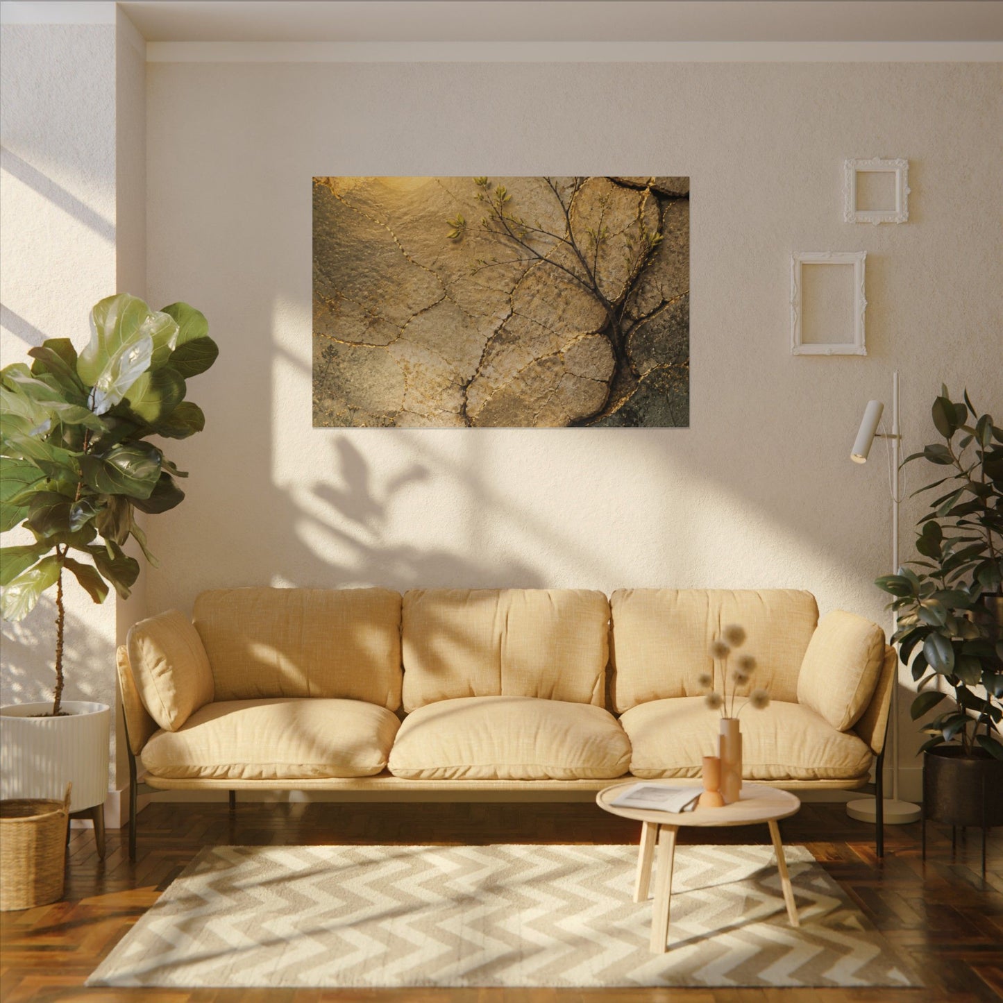Cracked Earth Spring Canvas Art | Japandi Warm Design