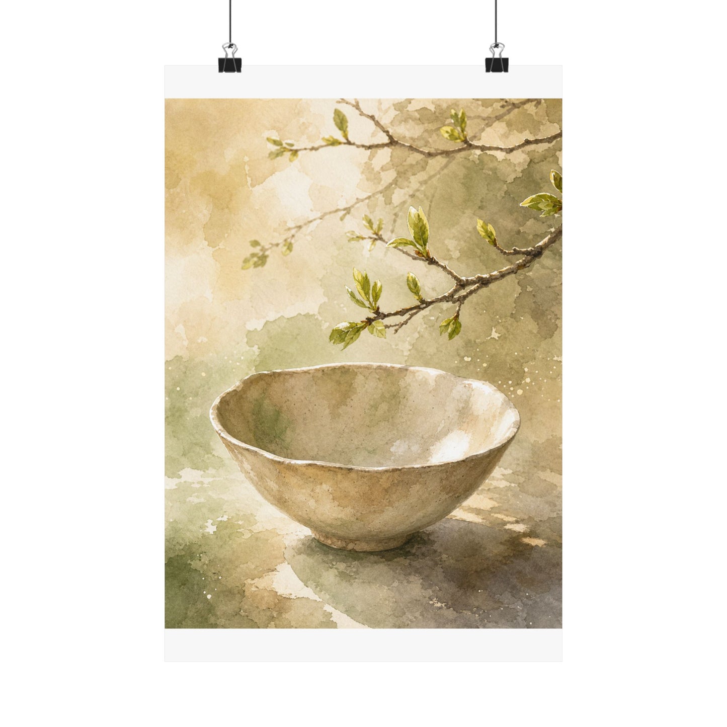 Neutral Ceramic Bowl Wall Art Print - Watercolor Japandi