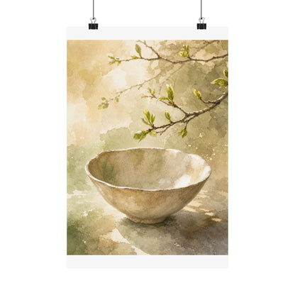 Neutral Ceramic Bowl Wall Art Print - Watercolor Japandi