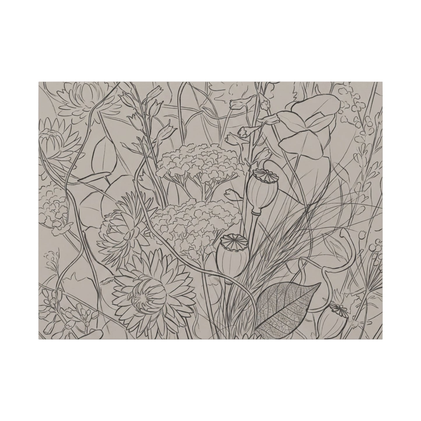 Summer Dried Flowers Minimal Line Canvas Art | Elegant Decor