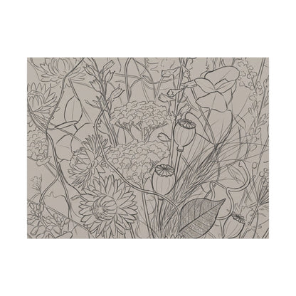 Summer Dried Flowers Minimal Line Canvas Art | Elegant Decor