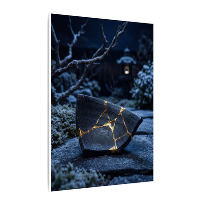 Moonlit Garden Winter Canvas Art | Kintsugi Artful Design