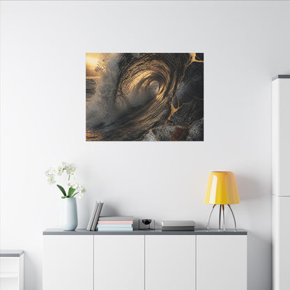 Kanso Ocean Wave Canvas Art - Kintsugi Gold Vein