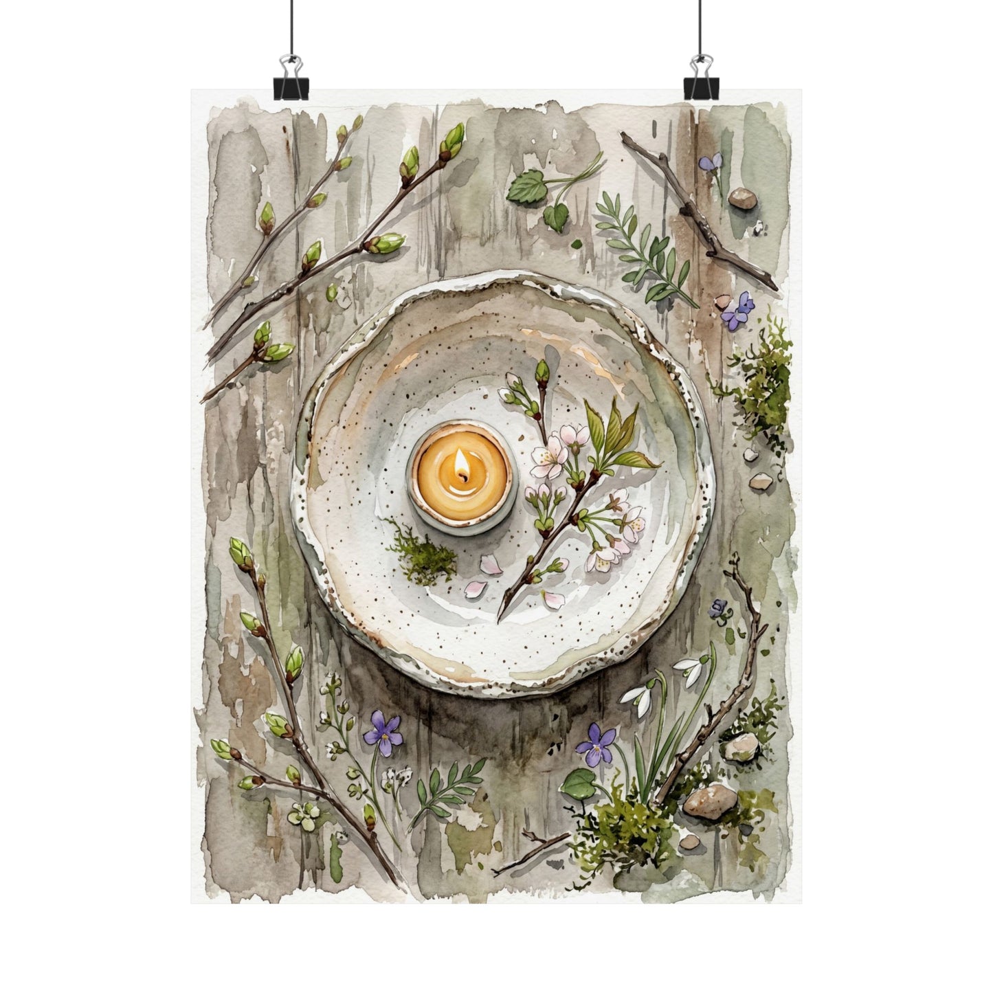 Spring Ceramic Bowl Watercolor Wall Art Print | Elegant Decor